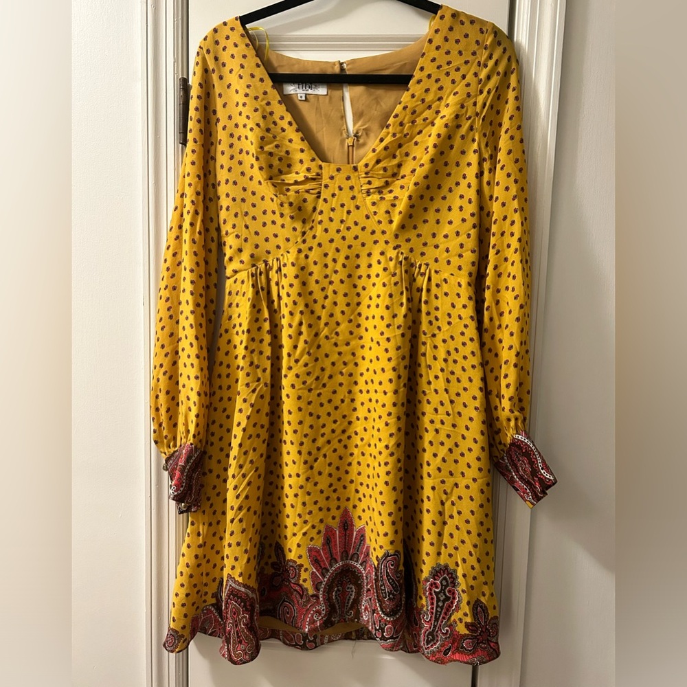 Tibi dress size 8 yellow paisley long sleeve